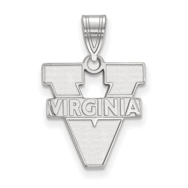 14k White Gold U. Of Virginia Medium 'V' Logo Pendant